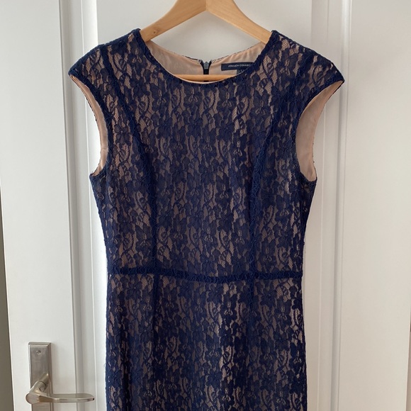 French Connection Navy and Tan Lace Dress - Picture 2 of 8